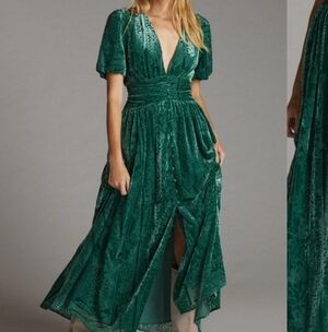 Anthropology Catalina Burnout Velvet Maxi Dress